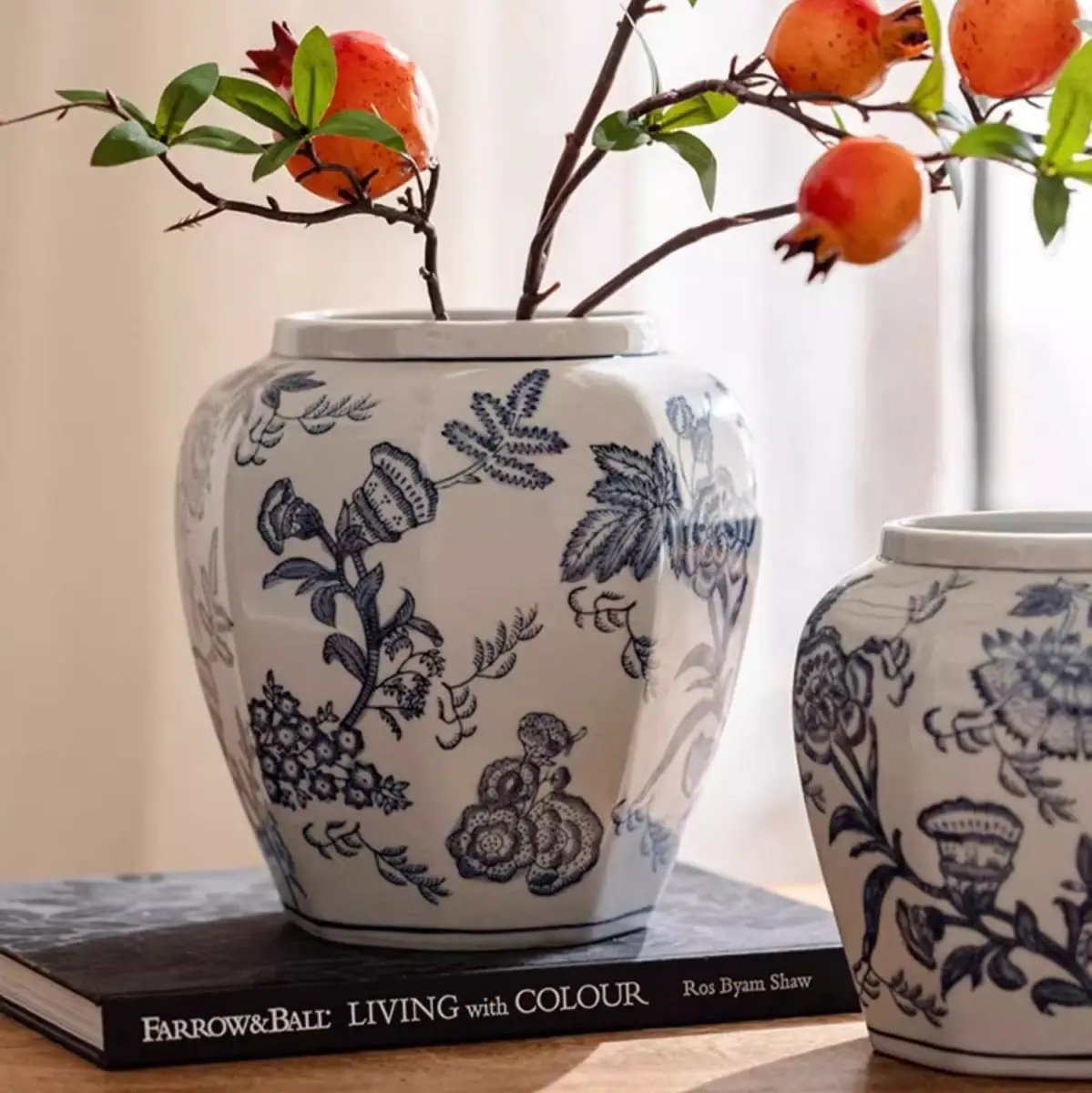 Blue and White Porcelain Floral Vase by RusticReach