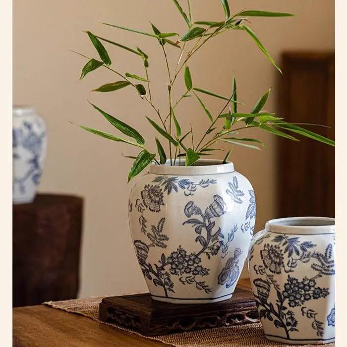 Blue and White Porcelain Floral Vase by RusticReach