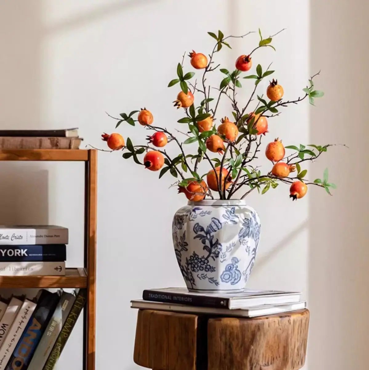 Blue and White Porcelain Floral Vase by RusticReach
