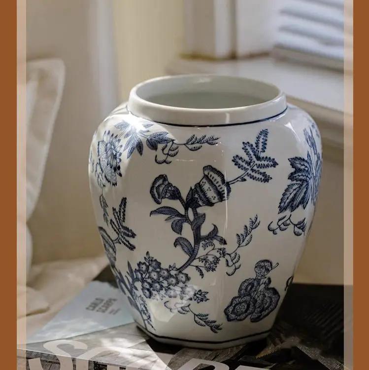 Blue and White Porcelain Floral Vase by RusticReach