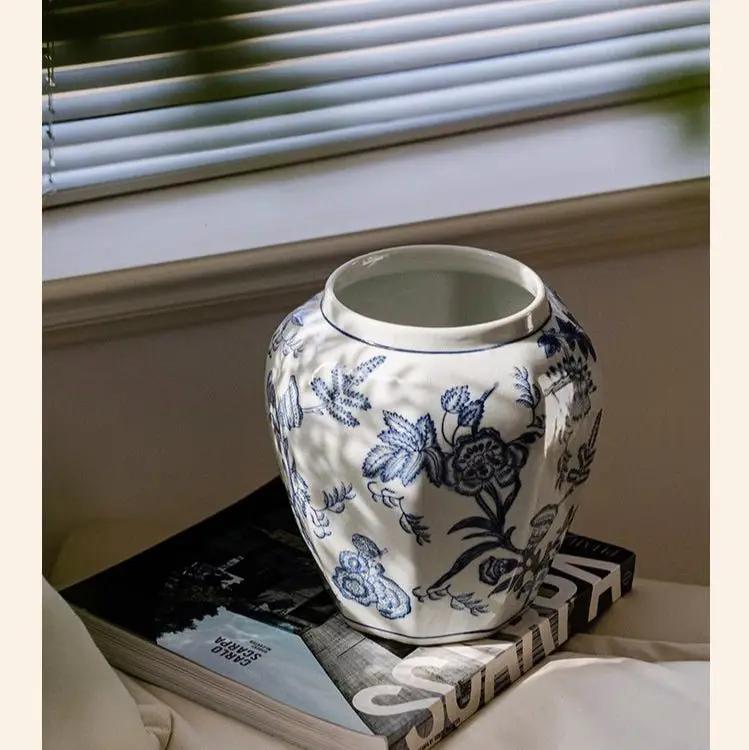 Blue and White Porcelain Floral Vase by RusticReach
