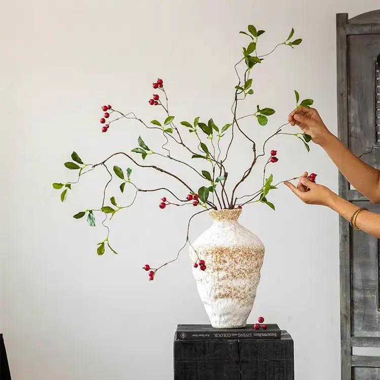 Faux Berry Leaf Branch Stem 45.2" Tall by RusticReach