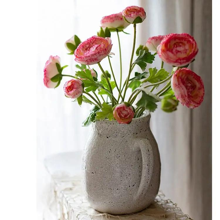 Faux Silk Artificial Buttercup Flower Bundle in Pink Purple 21" Tall by RusticReach