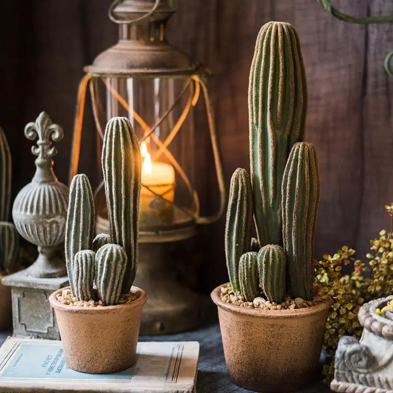 Artificial Faux Cactus in Brown Pot by RusticReach