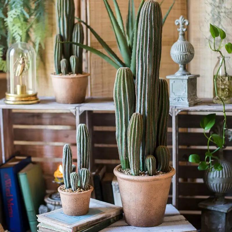 Artificial Faux Cactus in Brown Pot by RusticReach