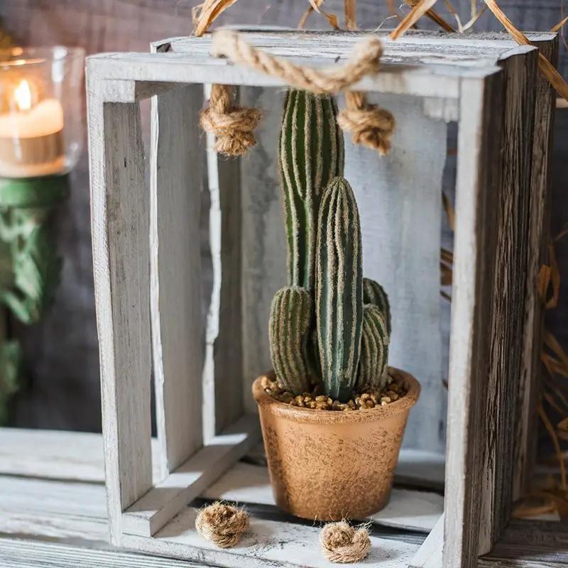 Artificial Faux Cactus in Brown Pot by RusticReach