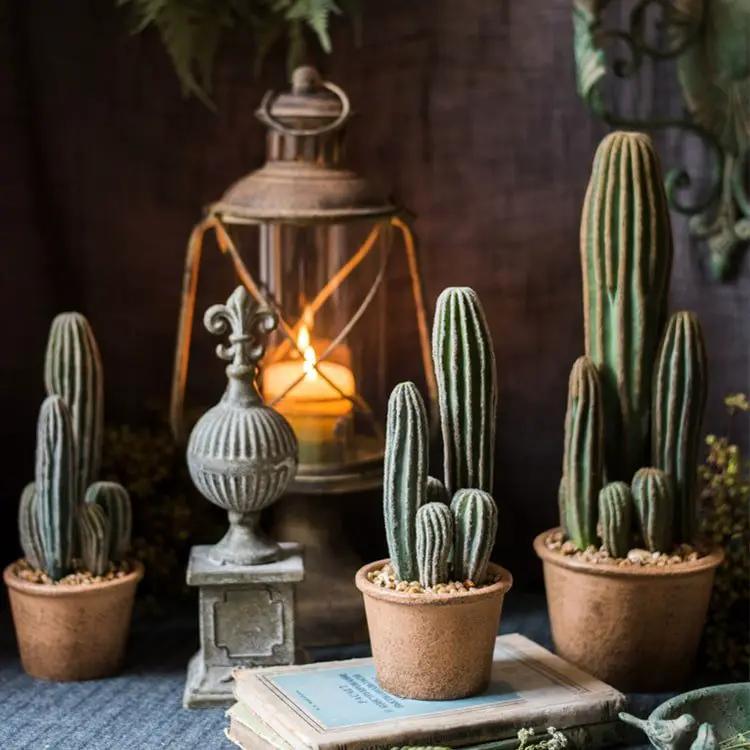 Artificial Faux Cactus in Brown Pot by RusticReach
