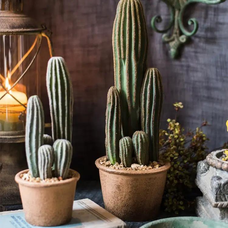 Artificial Faux Cactus in Brown Pot by RusticReach