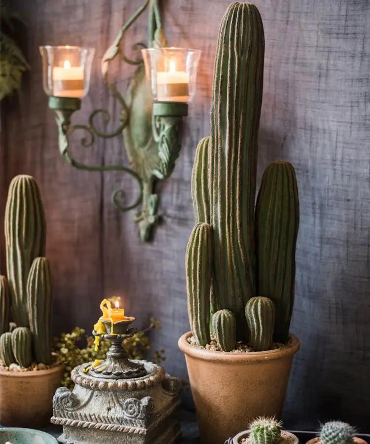 Artificial Faux Cactus in Brown Pot by RusticReach