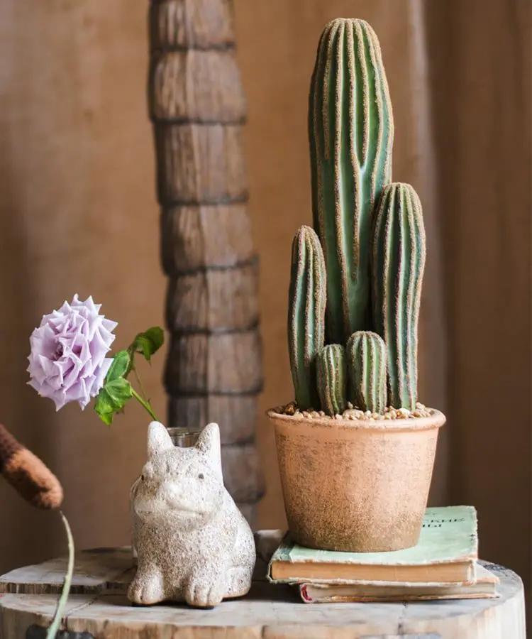 Artificial Faux Cactus in Brown Pot by RusticReach