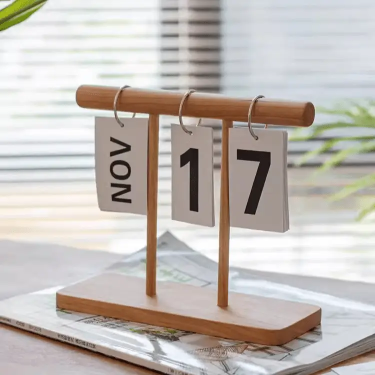 Page-Flipping Wooden Desktop Calendar by RusticReach
