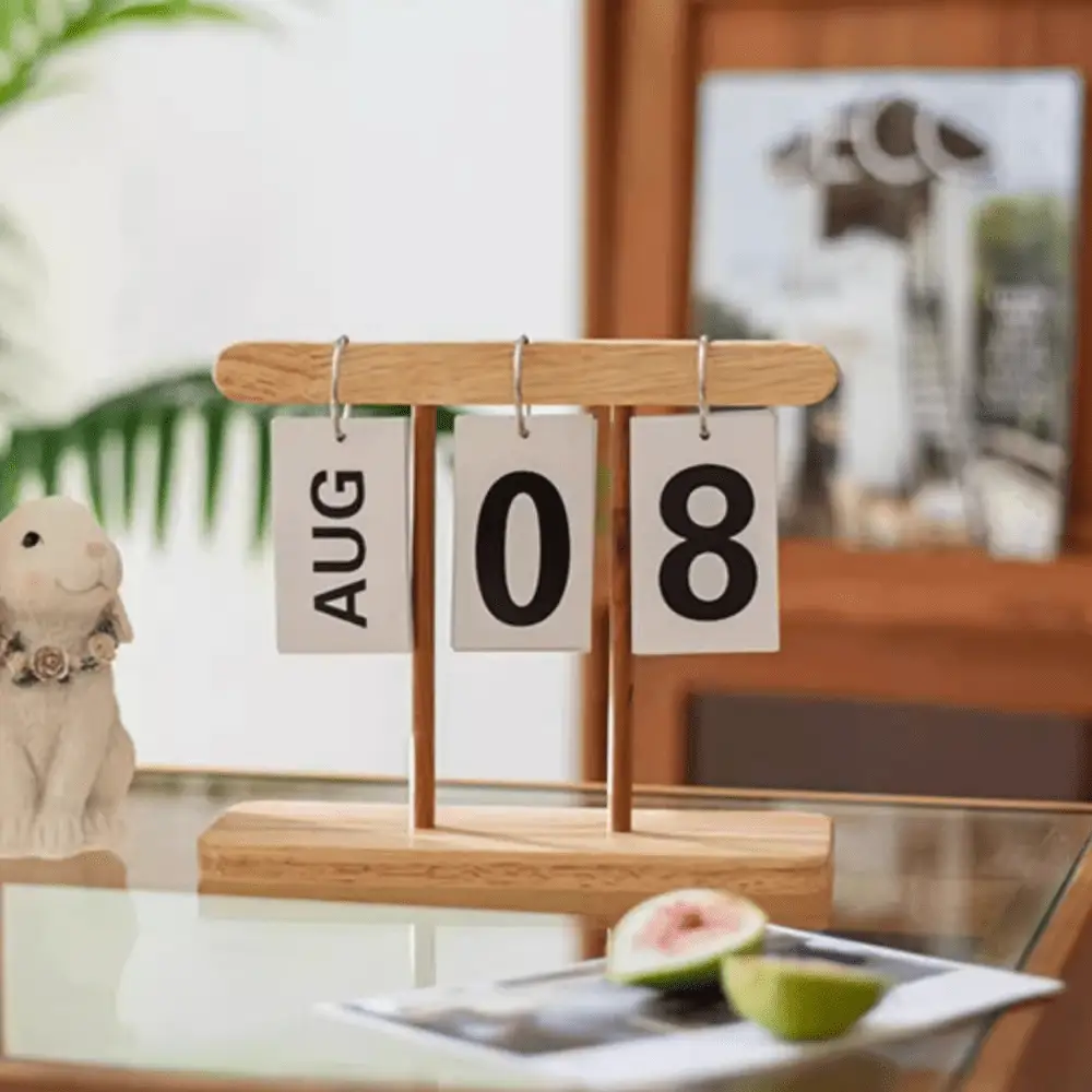 Page-Flipping Wooden Desktop Calendar by RusticReach