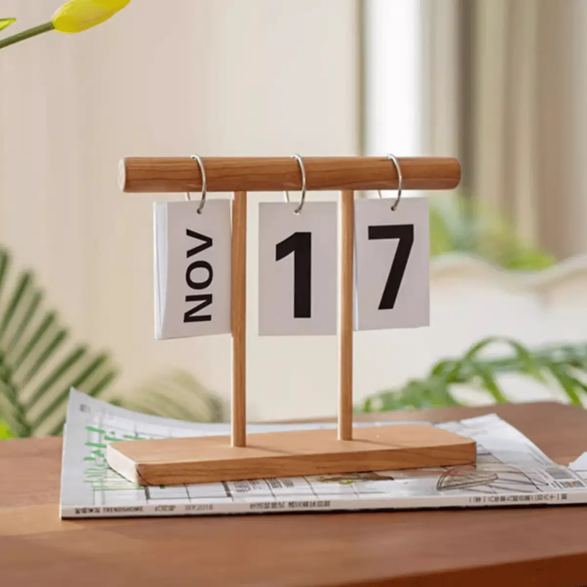Page-Flipping Wooden Desktop Calendar by RusticReach