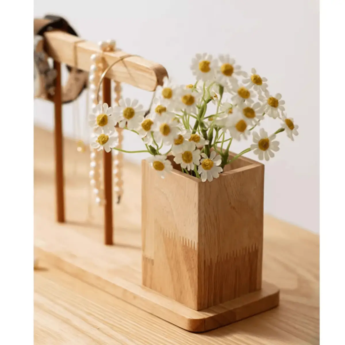 Wooden Desktop Calendar with Pen Holder by RusticReach