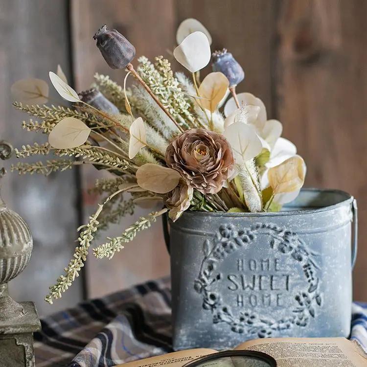 Iron Carry Flower Pot Gray Sweet Home by RusticReach