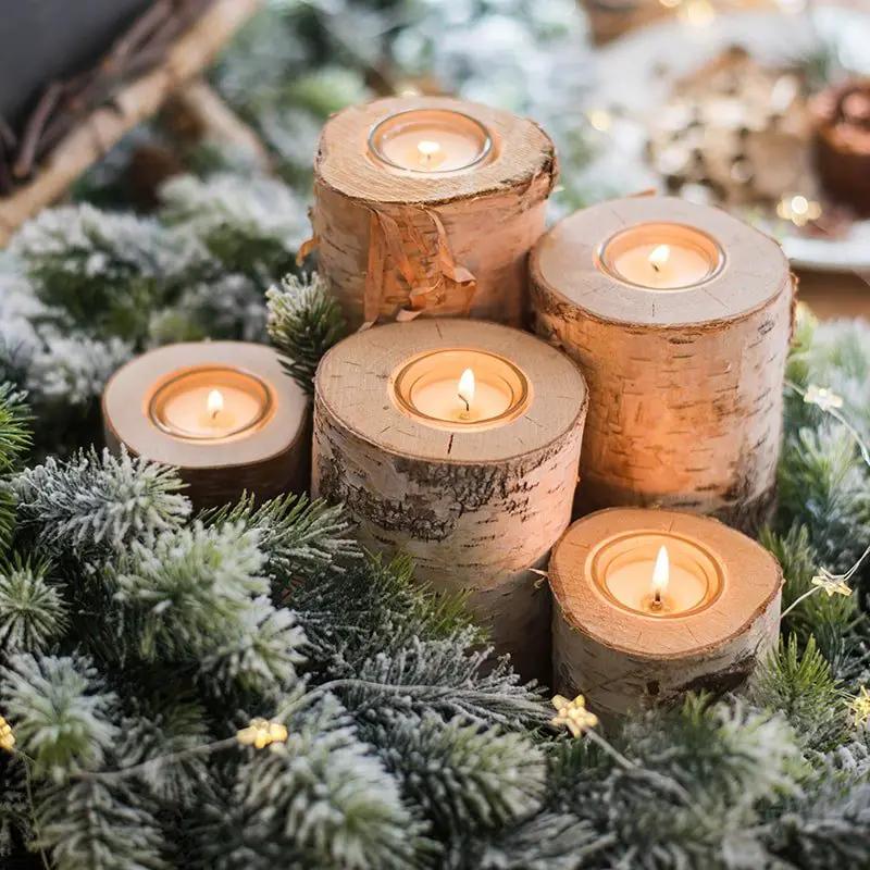 Birch Wood Candle Holder Tea Light Holder in Various Sizes by RusticReach