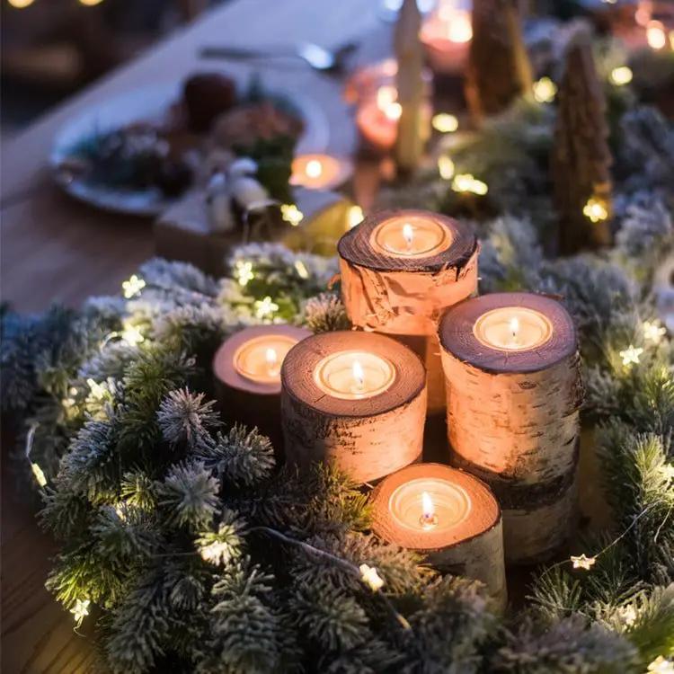 Birch Wood Candle Holder Tea Light Holder in Various Sizes by RusticReach