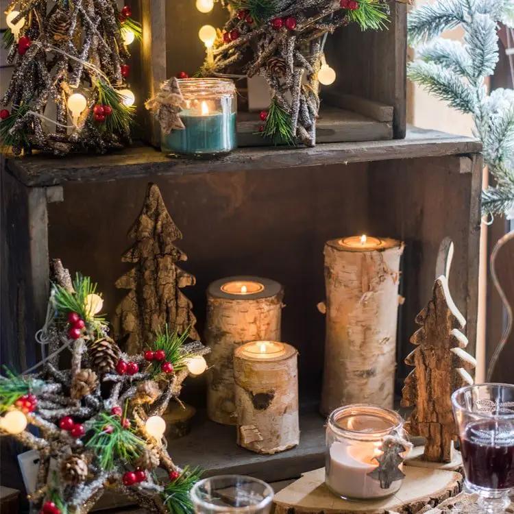 Birch Wood Candle Holder Tea Light Holder in Various Sizes by RusticReach