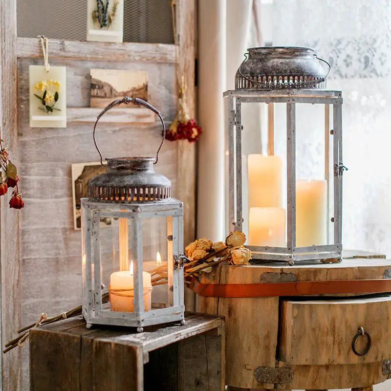 Glass Metal Lantern Candle Holder by RusticReach