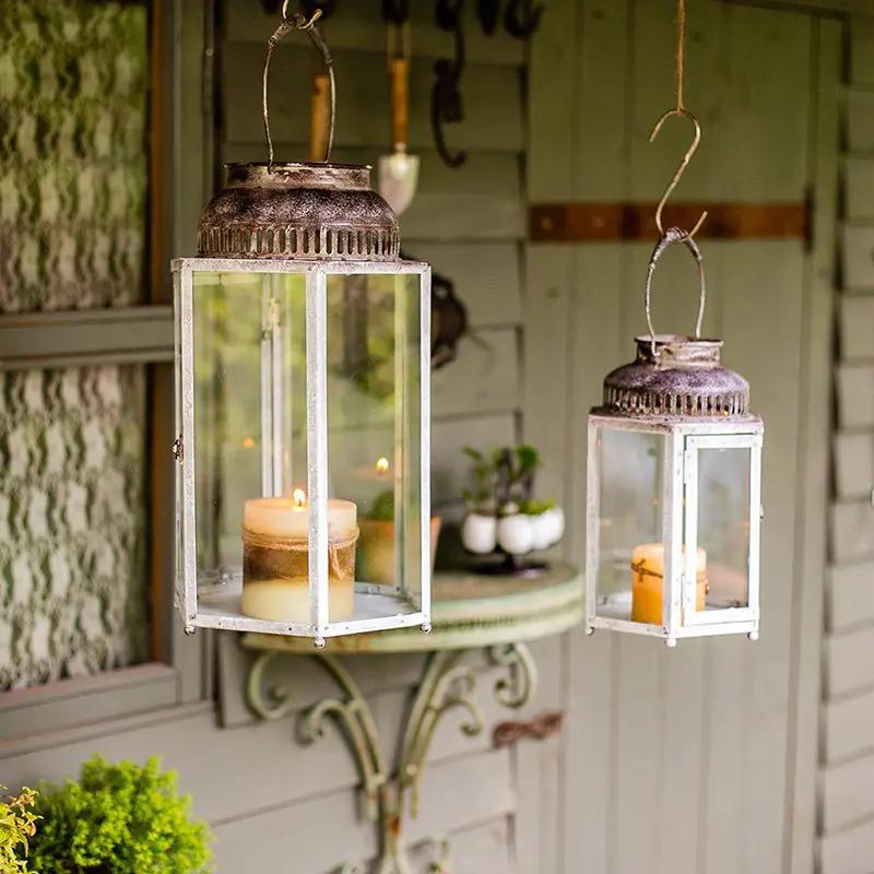 Glass Metal Lantern Candle Holder by RusticReach