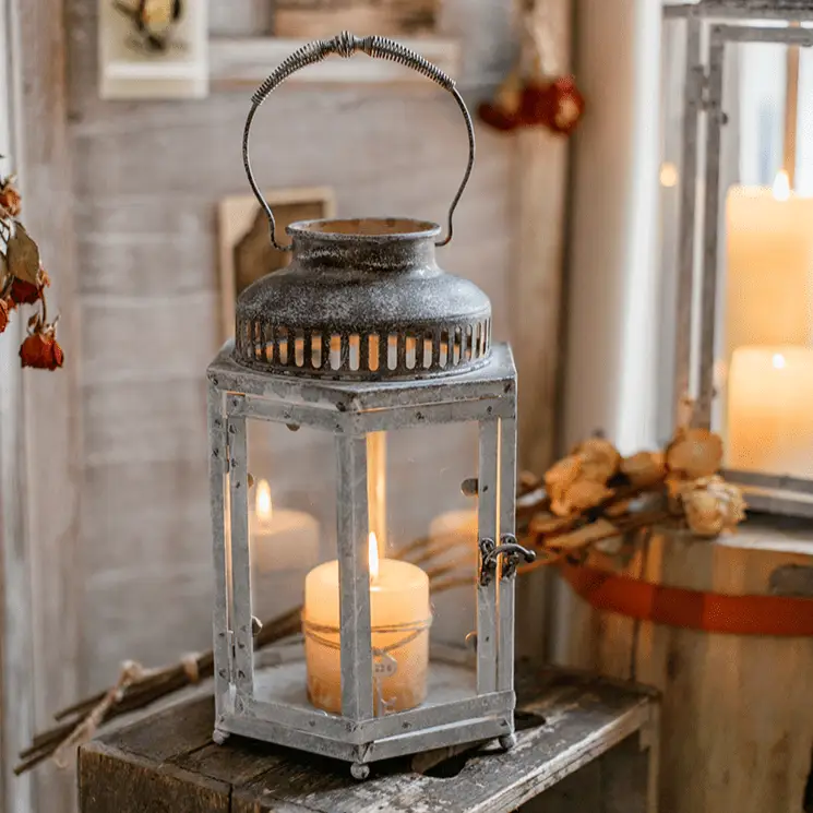 Glass Metal Lantern Candle Holder by RusticReach