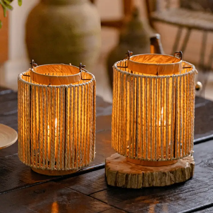 Portable Lantern Candle Holder Rope Paper Lantern by RusticReach