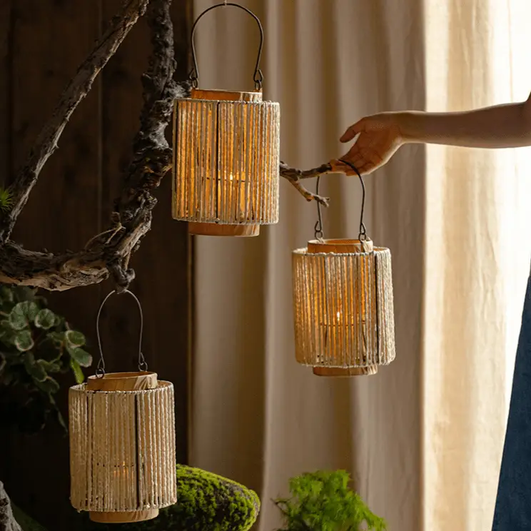 Portable Lantern Candle Holder Rope Paper Lantern by RusticReach