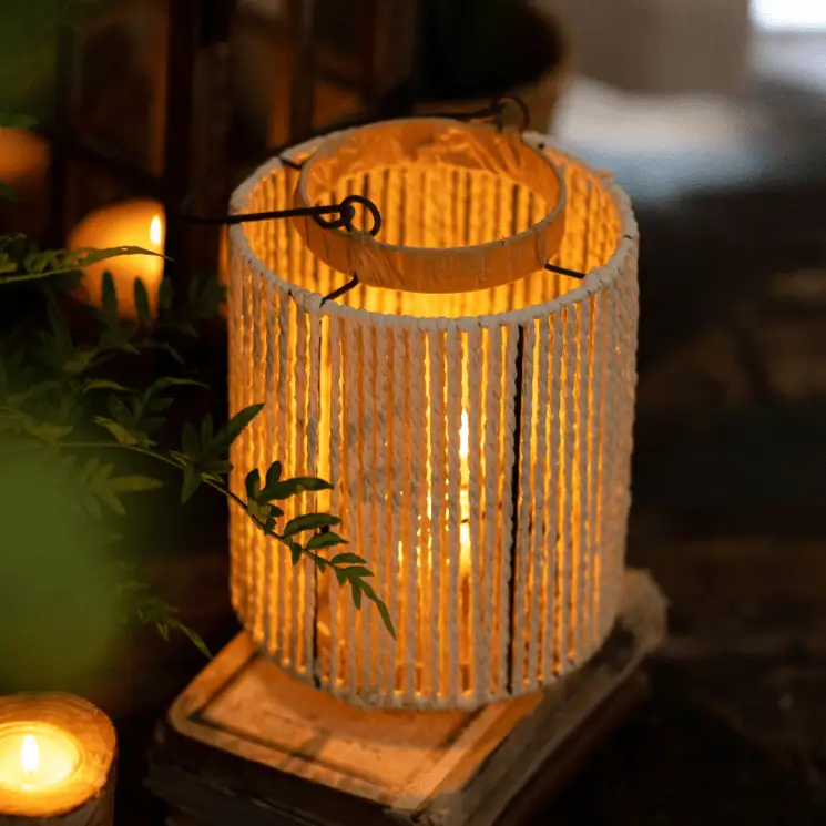 Portable Lantern Candle Holder Rope Paper Lantern by RusticReach
