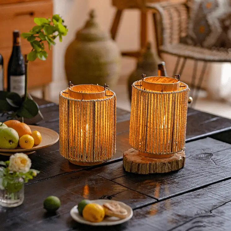 Portable Lantern Candle Holder Rope Paper Lantern by RusticReach