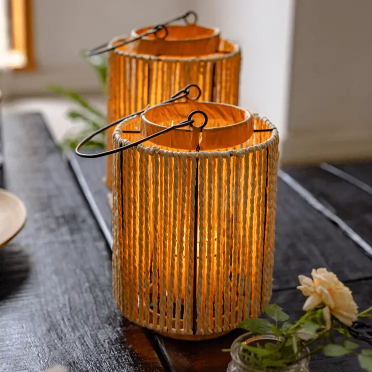 Portable Lantern Candle Holder Rope Paper Lantern by RusticReach