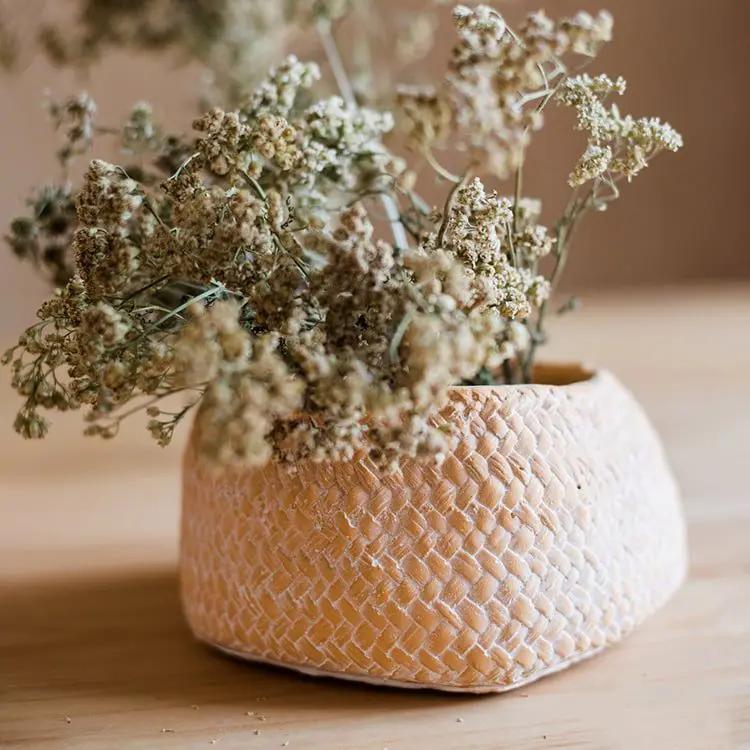 Cement Weaving Pattern Plants Container or Planter by RusticReach