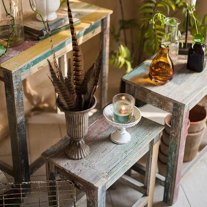 Colorful Solidwood Plant Stand Side Table by RusticReach