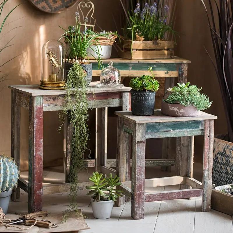 Colorful Solidwood Plant Stand Side Table by RusticReach