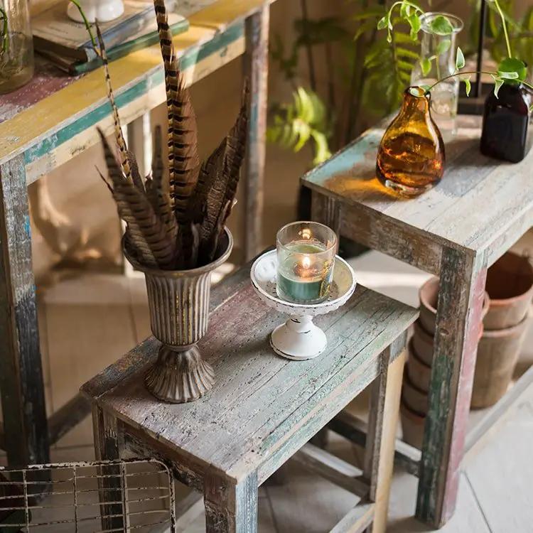 Colorful Solidwood Plant Stand Side Table by RusticReach