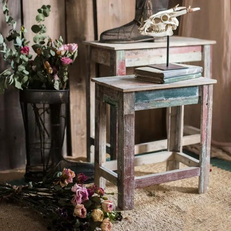 Colorful Solidwood Plant Stand Side Table by RusticReach