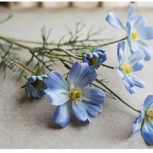 Faux Silk Cosmos Stem in Blue 24" Tall by RusticReach