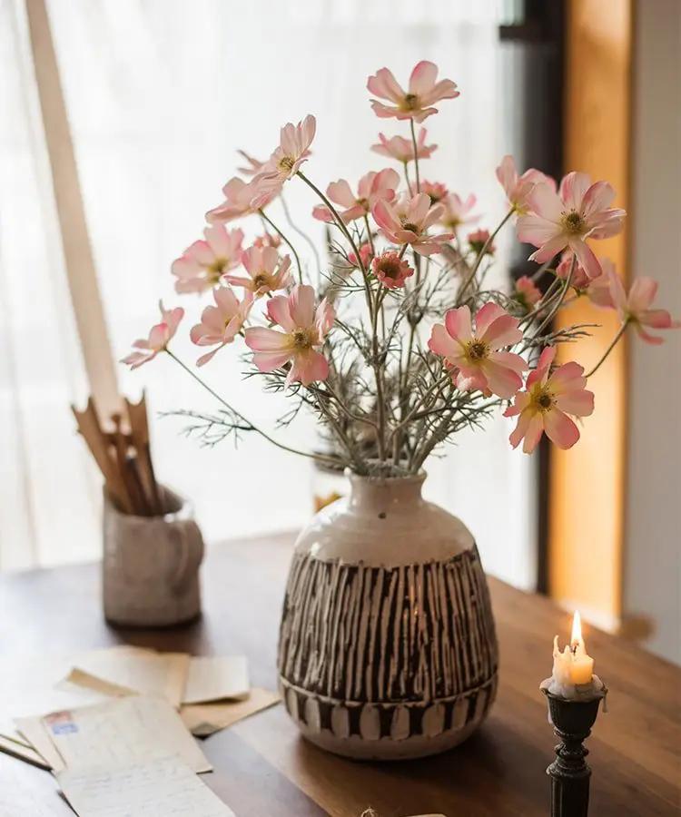 Faux Silk Cosmos Stem in Light Pink 24" Tall by RusticReach