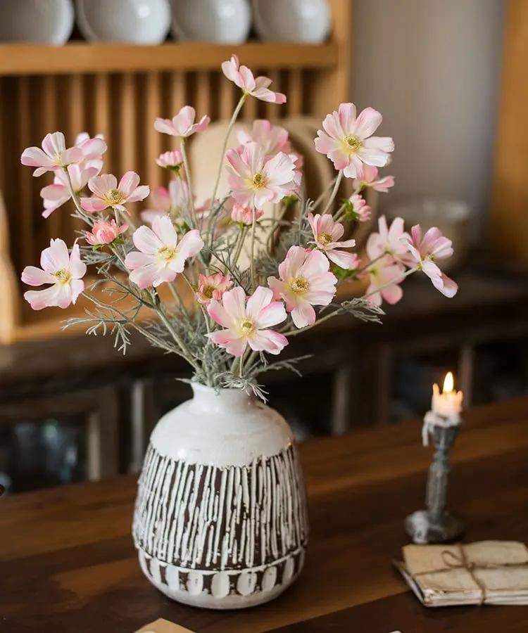 Faux Silk Cosmos Stem in Light Pink 24" Tall by RusticReach