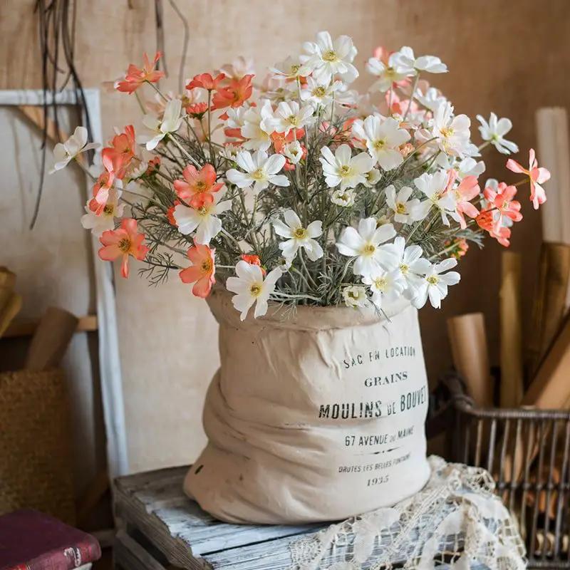 Faux Silk Artificial Cosmos Stem in Orange or White 24" Tall by RusticReach