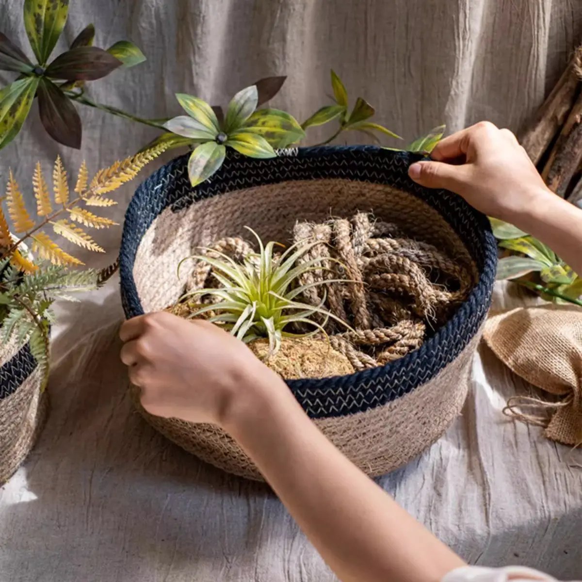 Cotton Blend Woven Storage Basket by RusticReach