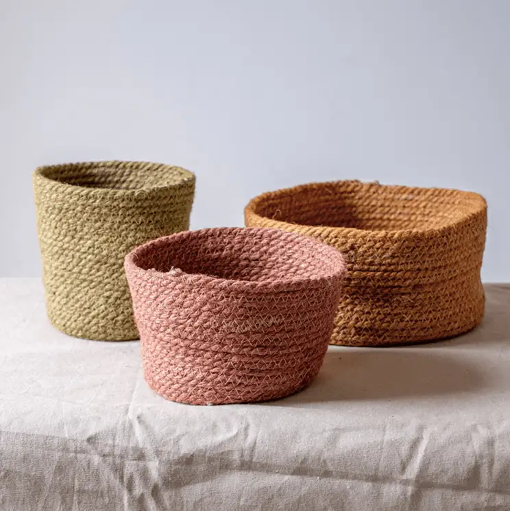 Cotton Rope Woven Basket Desktop Organizer by RusticReach