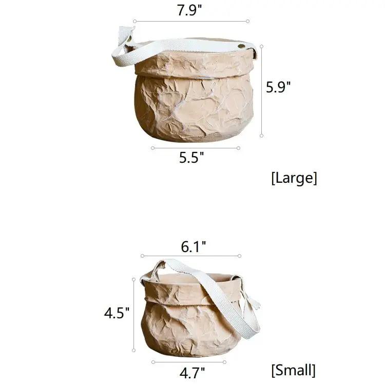 Craft Paper Bag Style Concrete Hanging Pot by RusticReach