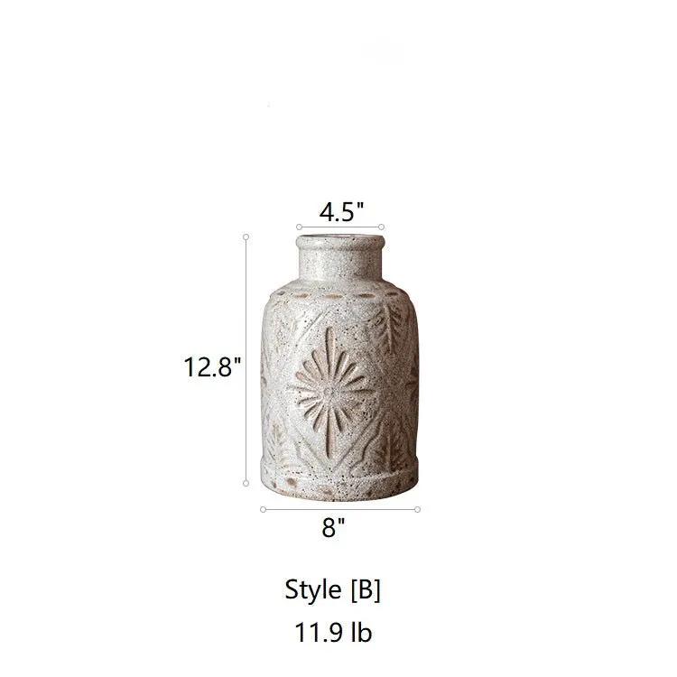 Carved Floral Vase in White by RusticReach