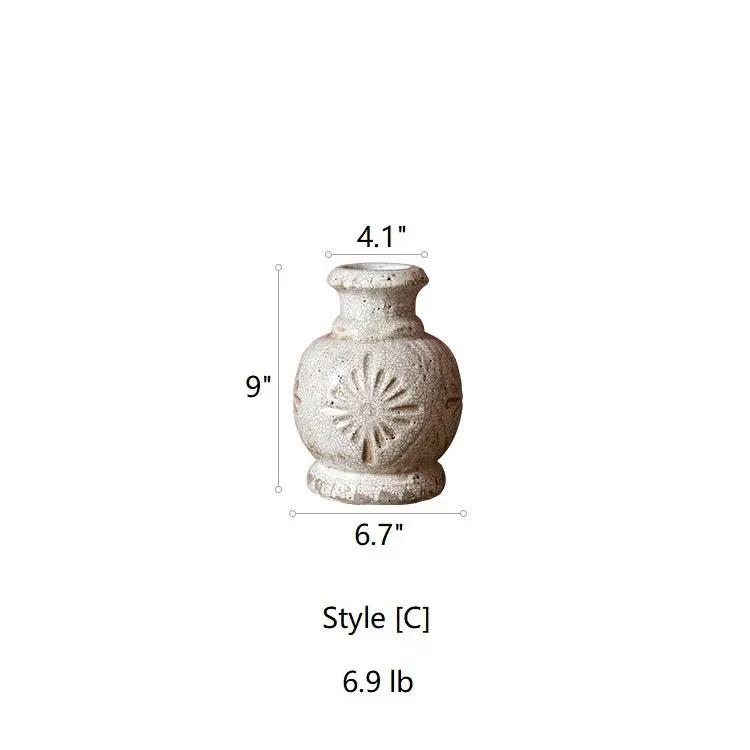 Carved Floral Vase in White by RusticReach