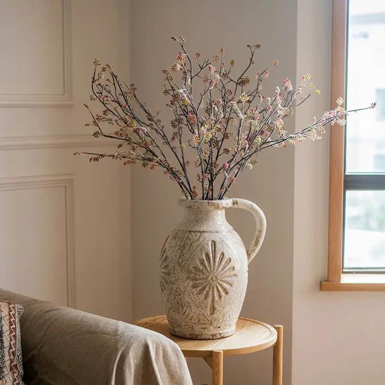 Carved Floral Vase in White by RusticReach