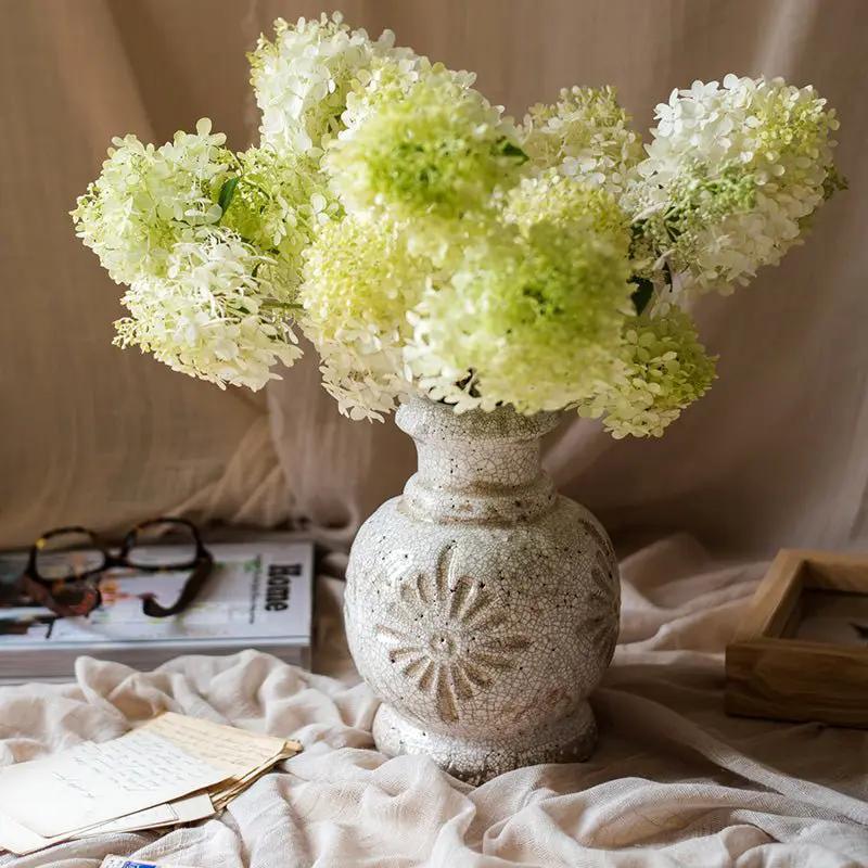 Carved Floral Vase in White by RusticReach