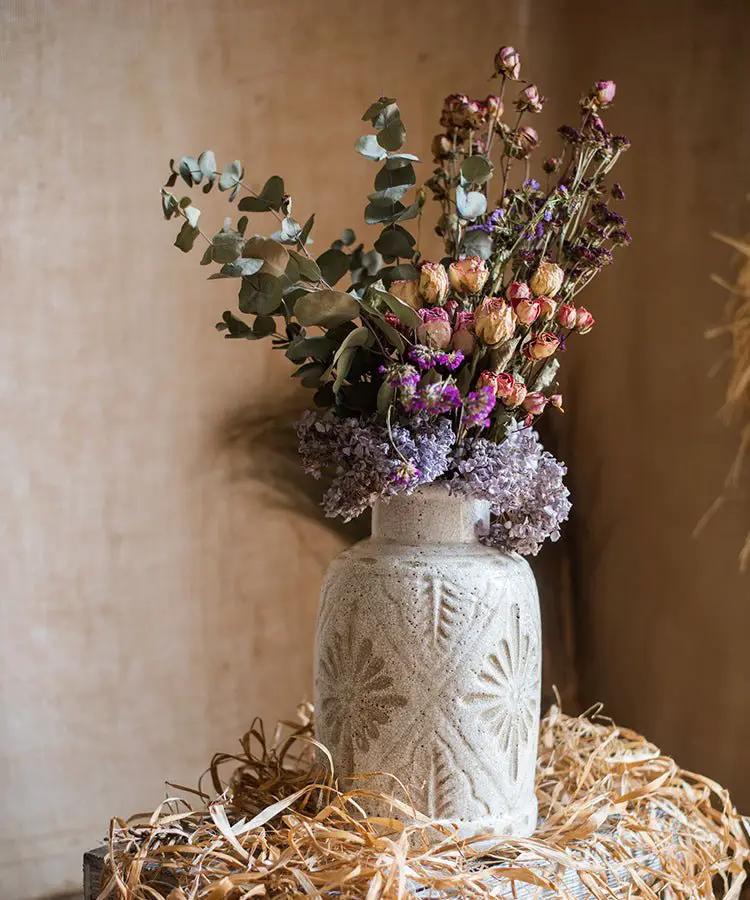 Carved Floral Vase in White by RusticReach