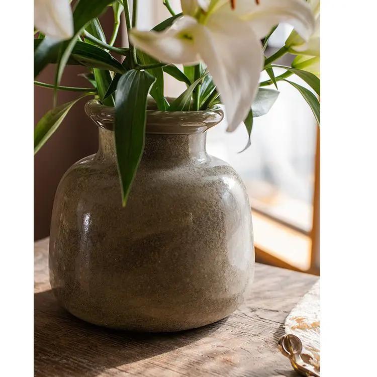 Dark Green Matte Textured Glass Vase by RusticReach