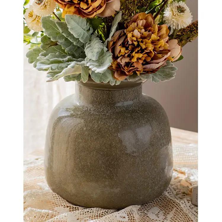 Dark Green Matte Textured Glass Vase by RusticReach