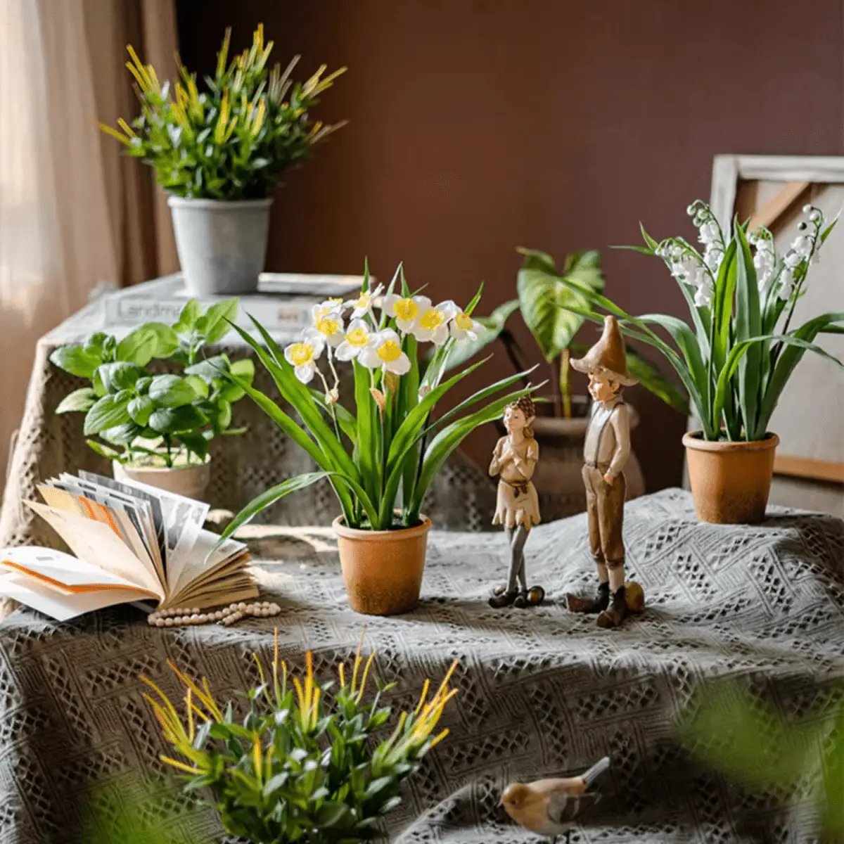 Faux Daffodil in Brown Pot by RusticReach